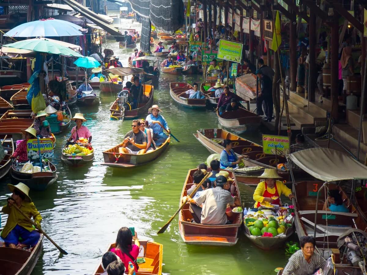 Mercado Flotante Damnoen Saduak Bangkok, Tailandia