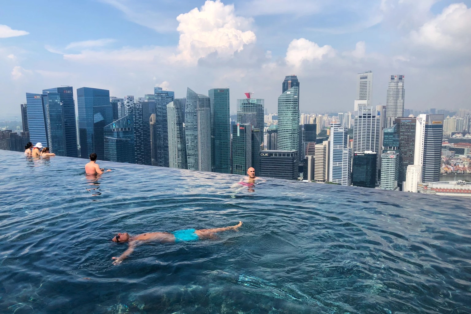 Singapore Swim in the infinity pool on the sands of Marina Bay